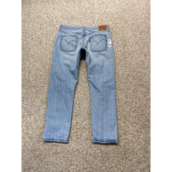 Levi's 501 Mid Rise Button Fly Distressed Slim Straight Ankle Light Wash 30 - Picture 4 of 7